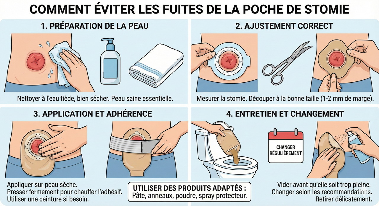 comment éviter les fuites de la poche de stomie illustration